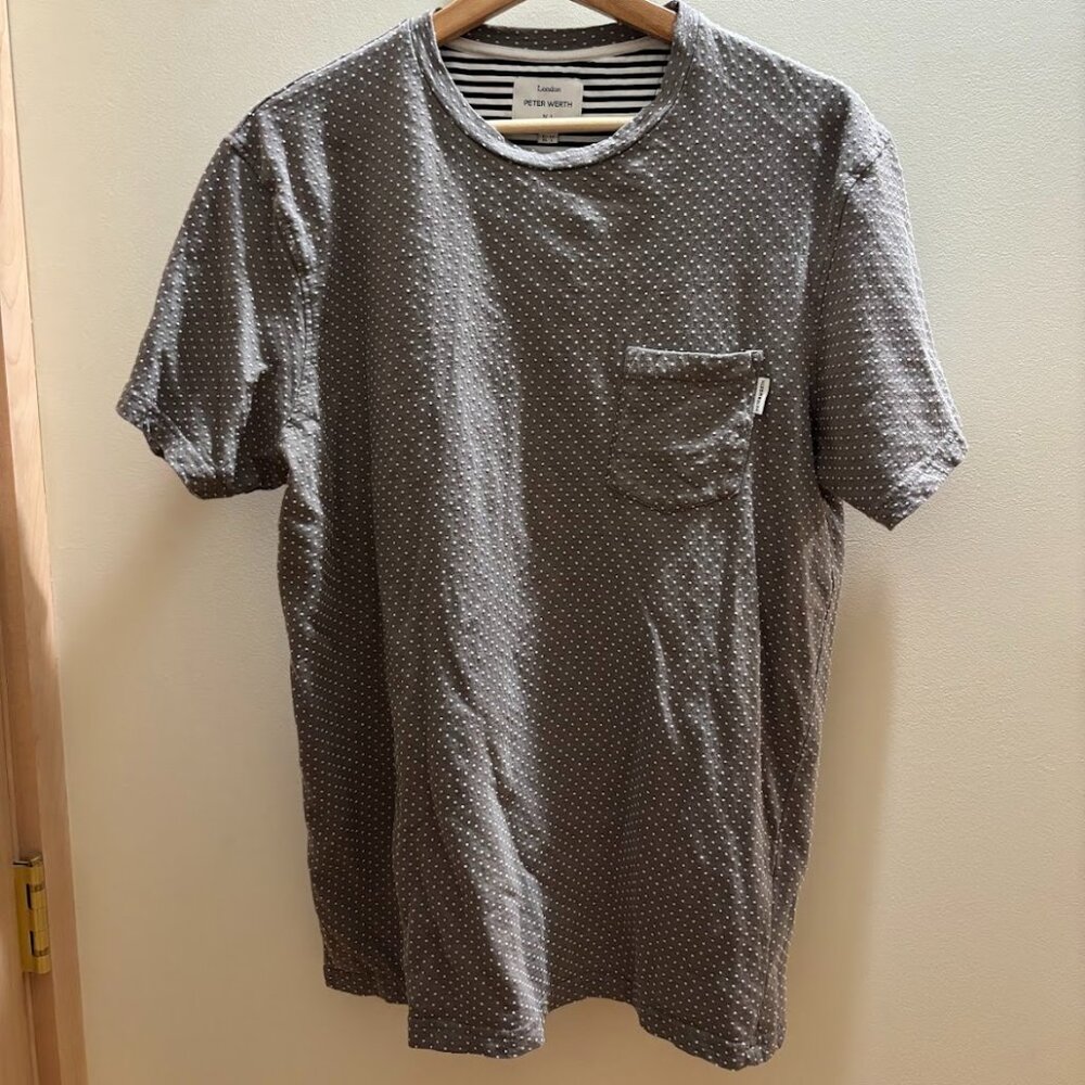 Dot Texture Grey and Whit T Shirt with Pocket 🩶⚪️